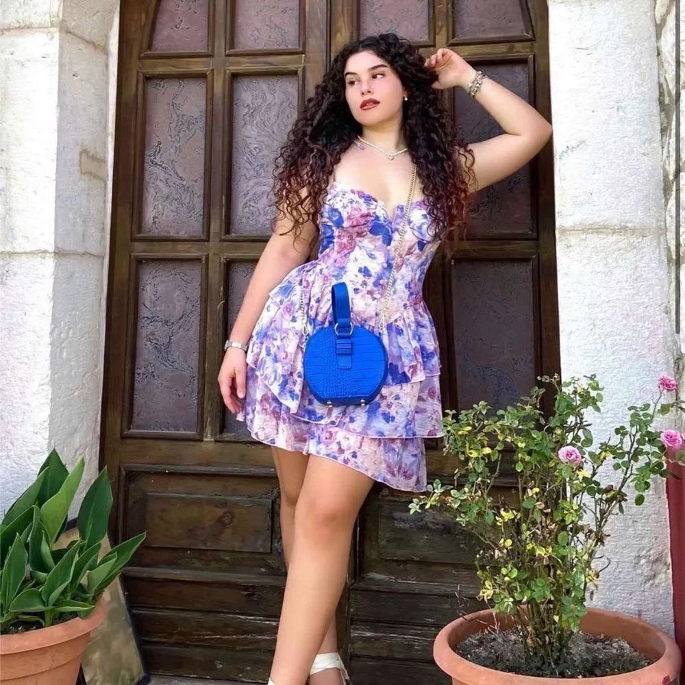 Cider Floral Ruffle Layered Corset Mini Dress Women’s Small